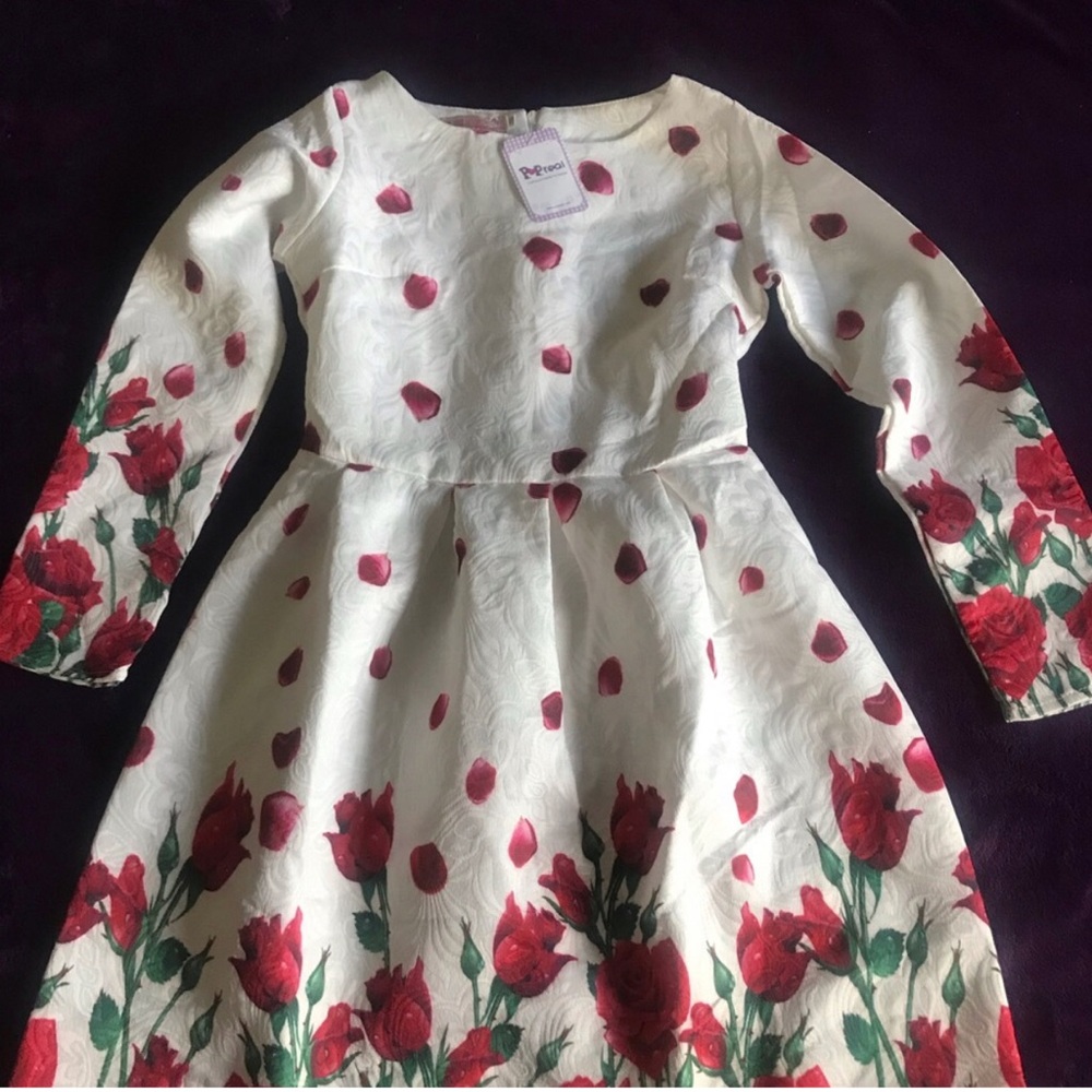 Floral White & Red Girls' Dress NWT Size 12